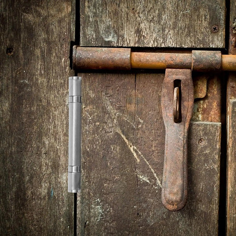 Rustic wooden door featuring a thickened 4 inch stainless steel furniture hinge with bearing workhorse heavy duty cabinet door butt hinge.