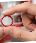 Six Pack Ice Cream Maker Silicone Seal Rings Replacement Gaskets For Valve Stem To Lock In Leakproof Performance And Moisture Resistant Mojo For Home And Commercial Makers, red silicone ring held by hand