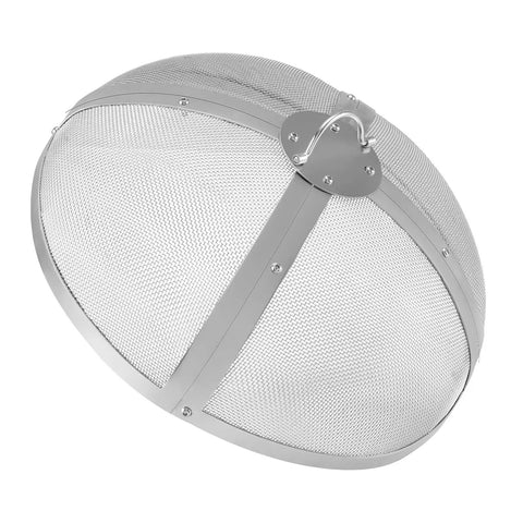 Round 27 Inch Fire Pit Spark Screen Built Tough With Ring Handle Heavy Duty Stainless Steel Cover For Outdoor Patio Backyard Fire Pits Easy Open Top Screen Lid