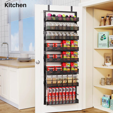 Eight Tier Over The Door Organizer With Adjustable Baskets For Bathroom Closet Storage Heavy Duty Hanging Rack Black Zero Hustle Setup Saves Major Square Footage And Keeps Your Entire Home Looking Crisp