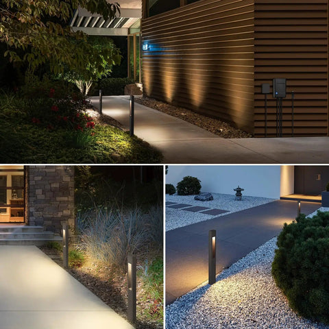 All In One LED Low Voltage Landscape Lighting Kit 12 Pack With 60W Transformer 100 Feet Wire 12 Aluminum Pathway Lights 3000K Warm White