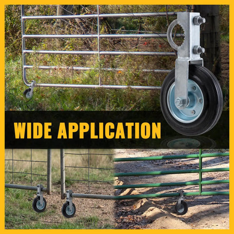 Gate Support Wheel For Metal Tube Gates Six Inch Heavy Duty Farm Caster with wide application images on chain-link fences