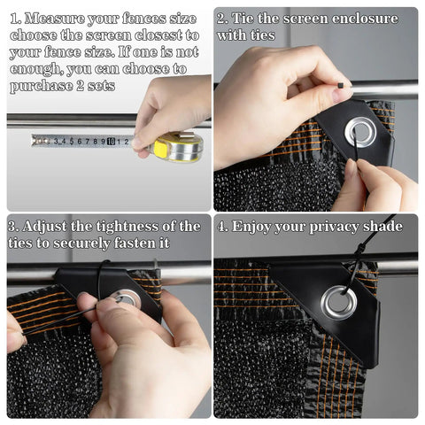 Installation guide for 3x10 Black Fence Privacy Screen For Outdoor Shade And Balcony Decor, Heavy Duty HDPE Mesh Fence Cover For Apartments, Deck, Backyard, Or Pool Area, Delivers 95 Percent Shade And Real Privacy