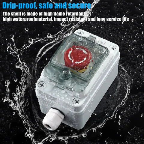 Rugged IP67 Outdoor Red Emergency Stop Button Switch Box With Protective Cover in wet environment