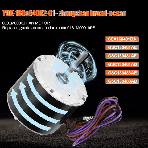 1/4 HP Condenser Fan Motor Replacement For Goodman Central AC Units 208 230V 1 Speed 830 RPM Permanently Sealed