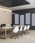 Modern conference room with 5 Pack Acoustic Panels Smoke Gray High Density Soundproofing Foam Tiles on walls.