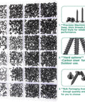 Assorted 1200 Pcs Black Phillips Truss Head Self Tapping Screws Set M1.2 To M2.3 with Washer Wafer and Pan Head in Clear Box