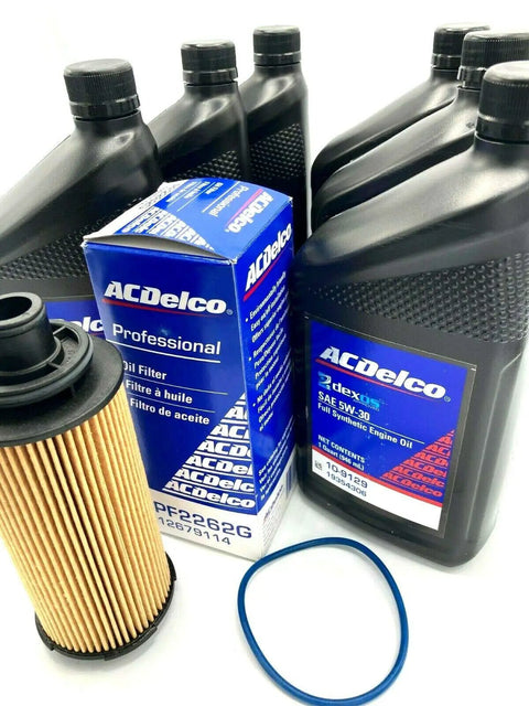 Chevrolet Colorado And GMC Canyon Diesel Oil Change Kit For 2016 To 2020 2.8L DOHC Turbo Engine With 6 Quart Capacity And Original Oil Filter All In One Boxed Kit For Easy Maintenance And Top Quality Lubrication. Includes ACDelco parts visible.