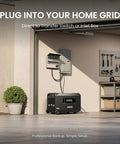 Guardian 6000 V2 Portable Power Station 120V 240V Dual Voltage with transfer switch setup in garage