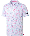 Men's Golf Polo Shirt Short Sleeve Dry Fit Performance Moisture Wicking Collared Polo With Stretch Fabric For Men White Dots Print XL