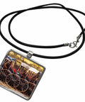 Kolkata Rickshaw Photography Rectangle Pendant Necklace On Black Rubber Cord With Silver Clasp Zinc Alloy Piece 17 Inch Chain