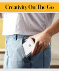 Step Instant Smartphone Photo Printer On The Go Portable Mini Color Wireless Printer fitting into a pocket