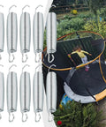 Super Heavy Duty 10 Pack Steel Extension Springs With 50kg Load Capacity Perfect For Garage Doors Trailer Ramps And Farm Gear That Needs To Hold Tough Without Losing Spring Strength For A Smooth Ride, showing galvanized springs used on a trampoline.