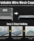 Heavy Duty Folding Wire Mesh Storage Basket, stackable collapsible metal crate demonstrating easy 3-step folding process.