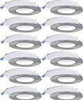 Ultra Slim 6 Inch Recessed LED Lights 12 Pack Dimmable IC Rated Quick Connect Energy Saver 1000 Lumens with brushed nickel trim
