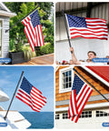 Flag Pole Kit With 3x5 USA Flag 6Ft Heavy Duty Steel Tangle Free Flagpole for outdoor home display in various settings