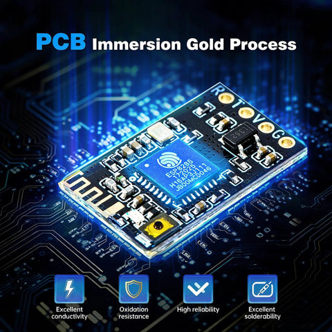 Close-up of CR8 V2 2.4GHz Nano Receiver with 75mm UFL Dual Antenna for FPV Drones, showing PCB immersion gold process.