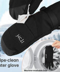 2 In 1 Winter Ski Gloves For Men Waterproof Snowboard Mittens with wipe-clean shell and machine-washable liner