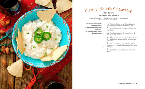 Creamy Jalapeño Chicken Dip in a blue bowl with tortilla chips, showcasing a recipe from Bestselling Slow Cooker Chicken Cookbook Sharing Dang Delicious Weeknight Dinners downhome casseroles.
