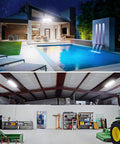 Legit Heavy Duty Led Shop Lights 100W 14000 Lumen Knockout Brightness 6500k Daylight White Bulbs IP66 Waterproof lighting garage and outdoor space.