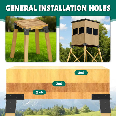 Heavy Duty 4x4 Deer Stand Bracket Kit, 4 Pack For Deer Blind, Hunting Shack, Observation Decks, Tree Houses, Swing Sets And Outdoor Platforms Rust Resistant Steel Construction For Harsh Weather