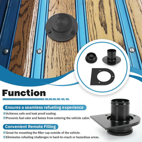 Remote Fuel Tank Filler Neck Straight With Billet Aluminum Gas Cap And Weld On Steel Bracket For 2 Inch Filler Hose Connection