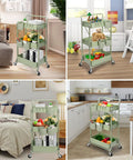 Go To Space Saving Foldable 3 Tier Rolling Cart With Wheels, Heavy Duty Metal Utility Trolley Organizer for home or office use