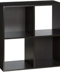 Espresso 4 Cube Organizer Desk With Built In USB Charging Hub And Dual Plug Charger for Home Office large storage cubes.