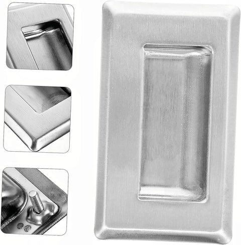 Stainless steel hidden recessed pull handle set, square flush concealed furniture handles for doors, drawers, and cabinets.