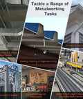 Collage showcasing uses for Heavy Duty 15.25 Inch Sheet Metal Folding Hemming Tool Handheld Bender in various metalworking tasks