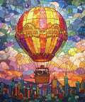 Stained Glass Hot Air Balloon 1000 Piece Jigsaw Puzzle City In The Clouds Scene That Slaps For Game Night And Gift Giving