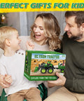 Parents gifting Kid Friendly Upgrade Remote Control Tractor Playset With Front Loader Trailer And Working Lights to child