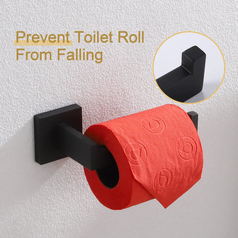 Matte Black Wall Mounted Toilet Paper Holder Stainless Steel SUS304 Rustproof Bathroom Accessory With Durable Metal