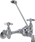 Workhorse Chrome Spout Faucet With Cross Handles And Red Blue Indicators ASSE Approved Vacuum Breaker Adjustable 5.5 To 10.5 Inch Centers