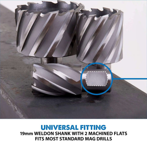 Evolution CC16MS 16mm HSS annular cutter, 1-inch depth of cut, two cutters shown