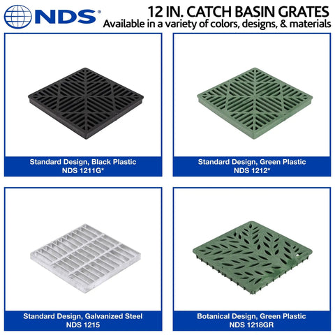 Square Catch Basin Drain Grate With Diamond Design For 12 Inch Catch Basin Drain Fits Risers And Low Profile Adapters Plastic Black Blocks Leaves And Debris Protects Drainage System While Letting Stormwater Flow From Patios Walkways Lawns