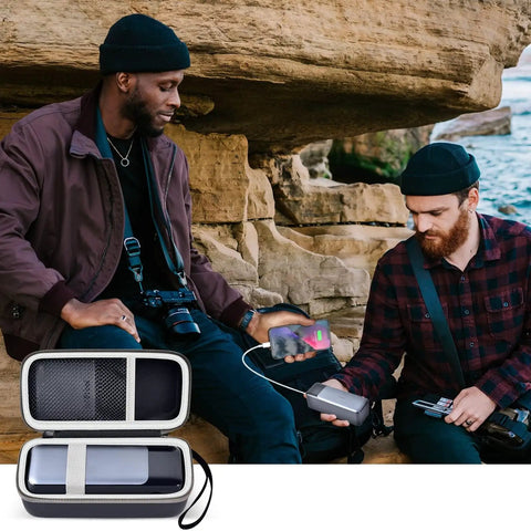 Hard Travel Power Bank Case For Anker USB C Portable Chargers 737 735 736 717 with half mesh cable pocket outdoors