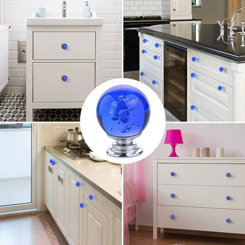 Snag These Dope 10 Piece Blue Crystal Cabinet Knobs And Glass Drawer Pulls Featuring Smooth 30mm Round Dresser Handles For Instant Kitchen Cabinet Upgrade And Fresh Home Style