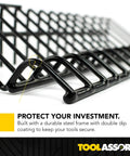 Close-up of Heavy-Duty Plier Organizer Rack Set, steel frame and double dip coating, for tool boxes and chest drawers.