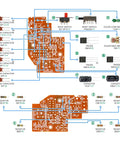 Detailed circuit board with components from Walkie Talkie Soldering Practice Kit With Interactive Circuit Board And 104 Parts For Beginners.
