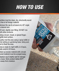 Hand using DAP Concrete Crack Filler 1.62 lb on a concrete surface, with usage instructions on the left