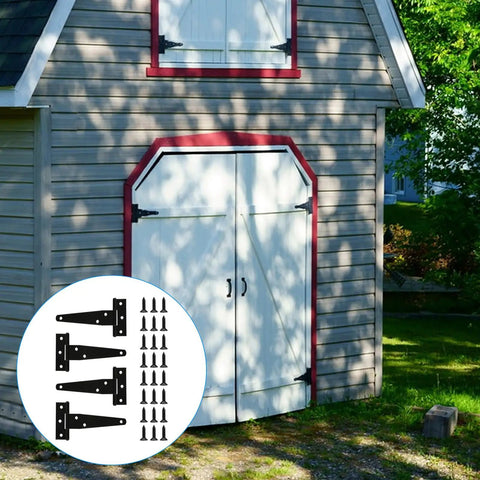 4 Inch T Strap Hinges Heavy Duty Outdoor Black Gate Hinges For Shed Doors Barn Doors Wooden Fences Fence Hardware 4 Pack