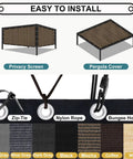 Easy to install 90 Percent Sun Block Shade Cloth With Grommets For Outdoor Patio 8x10 Feet Pergola Shade Cover Mesh Mocha