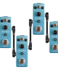 Solid 1/4 Inch Ts Patch Connector Right Angle 6.35Mm Cable Jack Flat Low Profile Nickel Plated Rock Solid Pin Grip For Your Rig Direct Signal Transfer Knockout Quality Ten Pack Deal For Studio Stage Setups showing four pedal connectors.