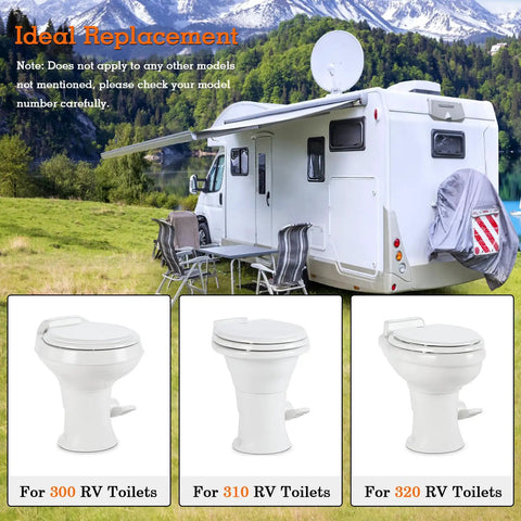 RV parked by mountain lake with RV Toilet Seal Kit For Dometic 300 310 320 Stop Leaks With A 2 In 1 Replacement Gasket Set display