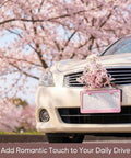 Car with Dope Two Pack Matte Cherry Baby Pink License Plate Frames Made From Stainless Steel and cherry blossoms