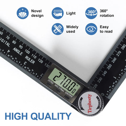 Pro Level Digital Angle Finder Protractor showing 270 degrees measurement with bright LCD screen for precise angles.