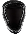Heavy Duty Steel Armored Cup For Muay Thai And Kickboxing, Black Groin Protector With Indestructible Strength, top view