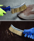 Heavy Duty 11 Inch Wire Brush Set With Plastic Handle For Automotive Jobs Grill Cleaning Rust And Paint Removal Welding Slag And Household Use More And Thicker Bristles Pack Of 2 in use on surfaces
