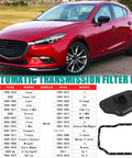 1998-2018 red Ford Focus with 4F27E FN4A Transmission Filter Kit and oil pan gasket displayed